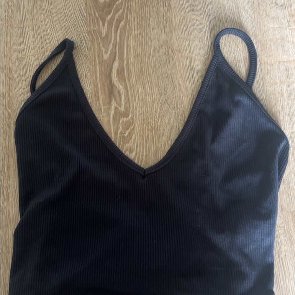 Black Ribbed Sleeveless Top